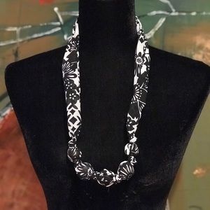 Handmade Fabric-Covered Large-Bead Necklace
